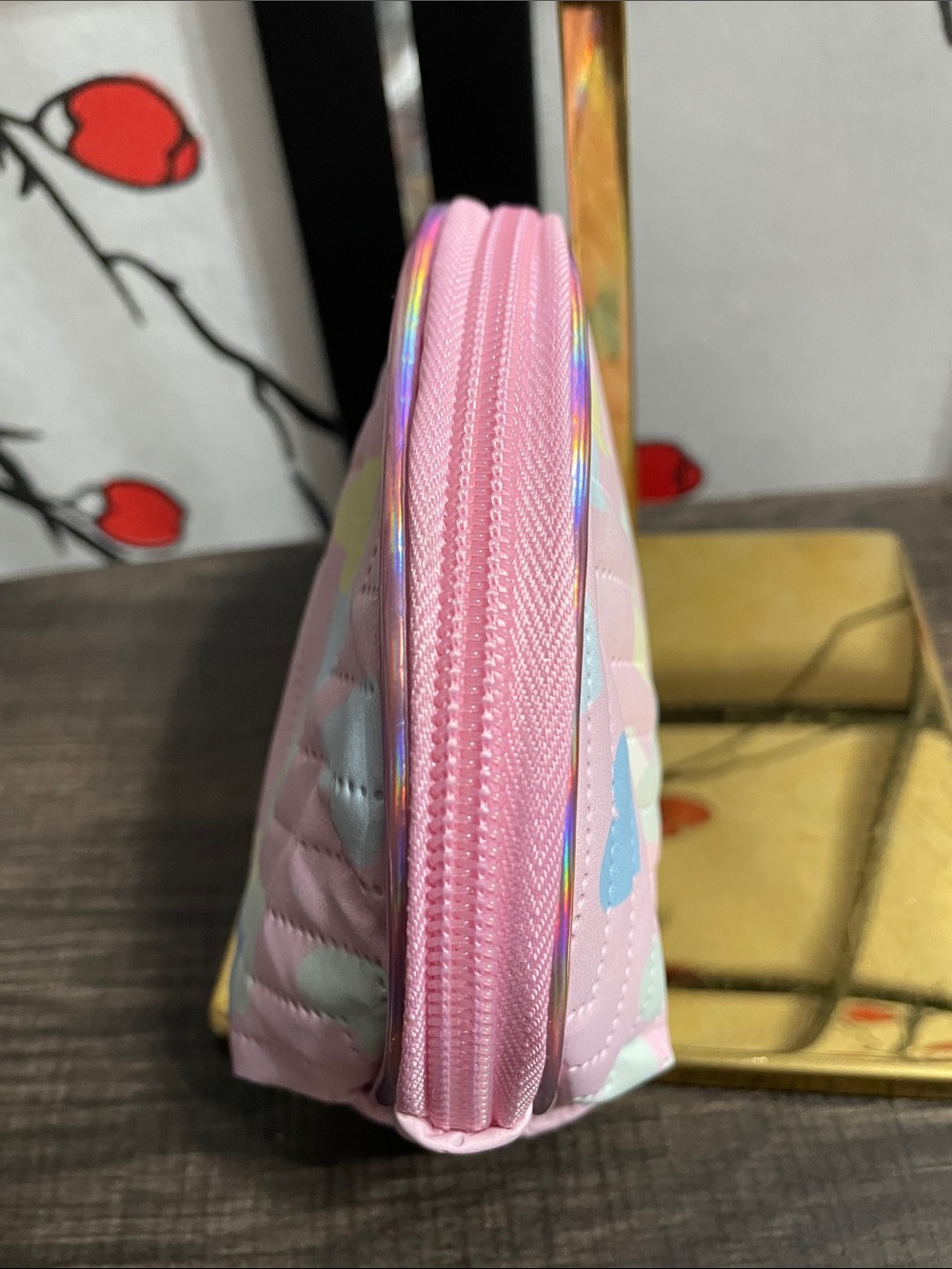 Pink Heart Print Cosmetic Pouch - Picture 4 of 6